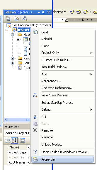 Solution Explorer menu