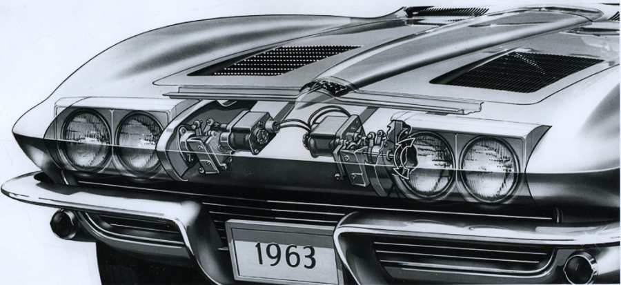 1963-as Corvette elektromotoros lámpatest mozgató rendszere [35.]