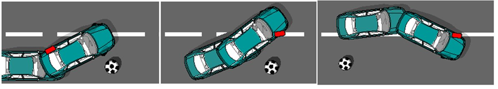 Az ESP az egyik kerék szabályozott fékezésével stabilizálja a gépkocsit. A kanyarodás kezdetén a bal hátsó, majd a jobb első és a visszakanyarodáskor pedig a bal első kereket fékezi.
