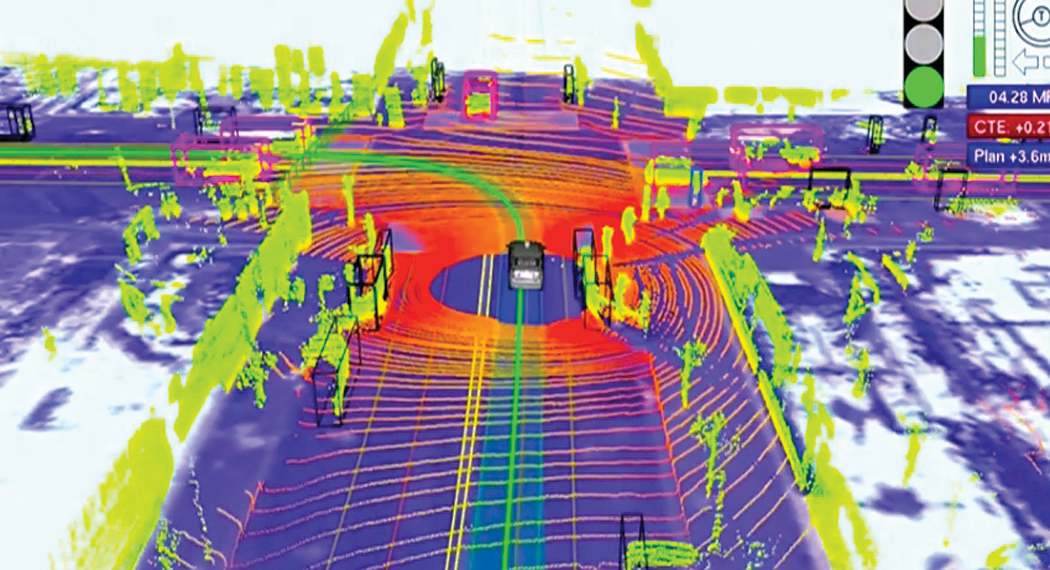 Image of a point cloud from a laser scanner (Source: Autonomous Car Technology)