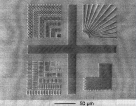 A litográfiás technológia felbontását és minőségét ellenőrző teszt-struktúra