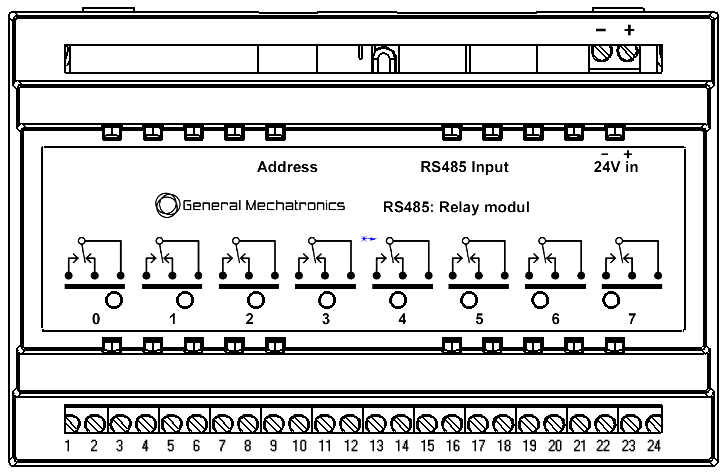 Numbering of output terminal connector and 24 input