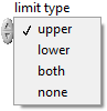Az Integrator (Idő szerinti integrálás függvény) limit type (korlátozás típusa) paraméterének értékei
