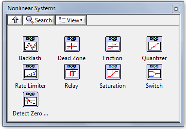 A Folytonos nemlineáris rendszerek (Nonlinear Systems) paletta elemei