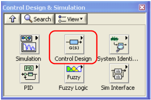 A Rendszertervezés és Szimuláció (Control Design & Simulation) paletta