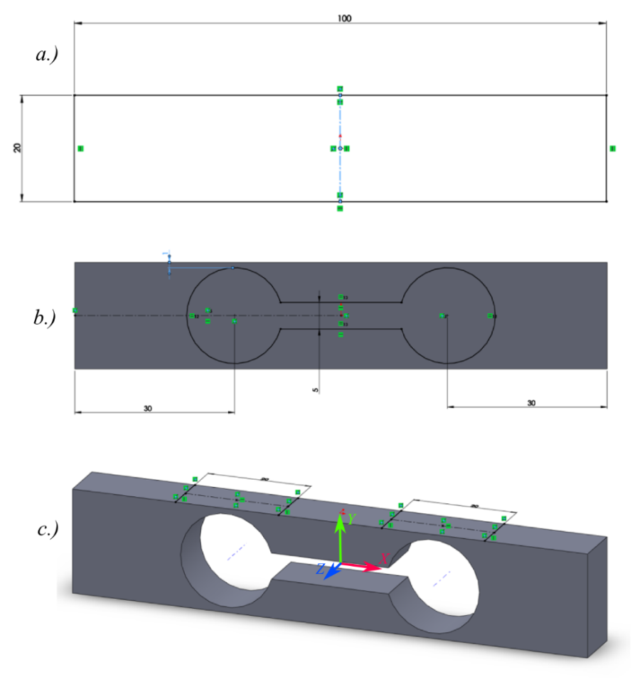 A geometriai modell létrehozásának lépései.