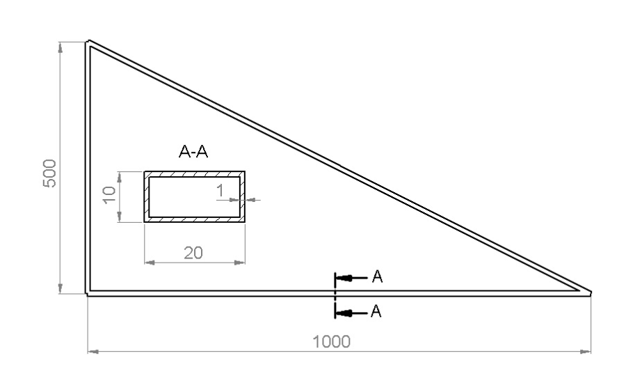 A tartókonzol geometriai méretei [mm]