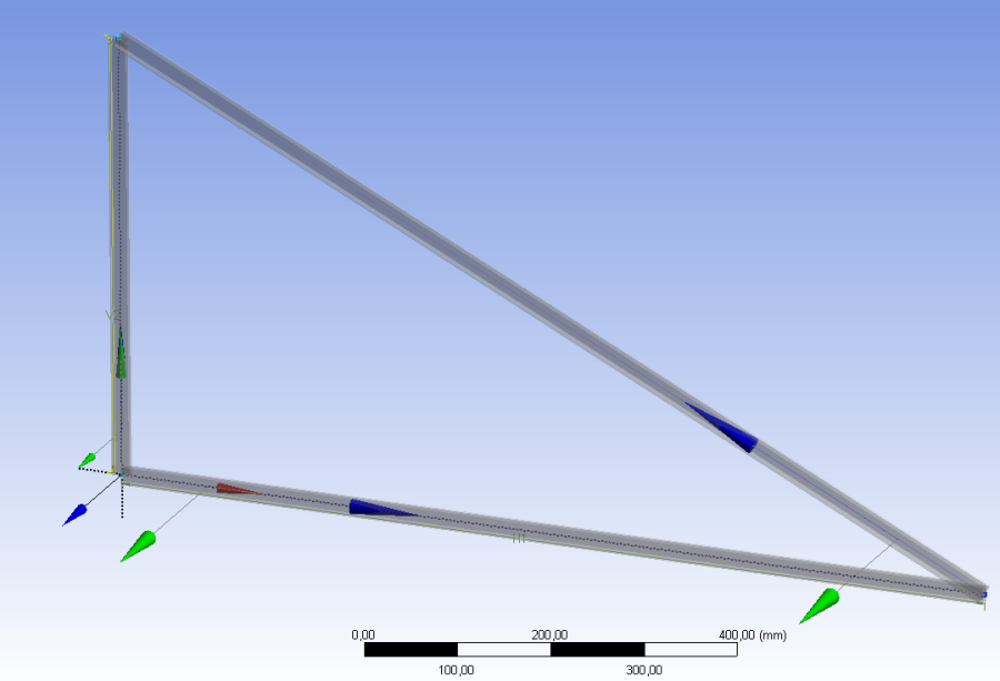 Az elkészült geometria (rúdmodell)
